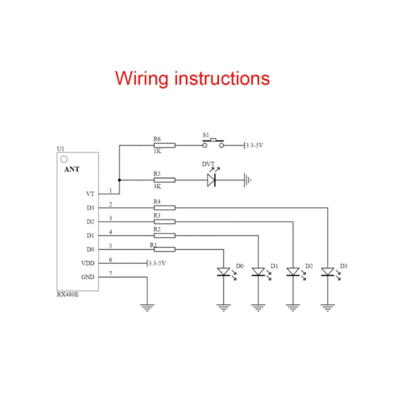 گیرنده ریموت کدلرن سوپرهترودین ۴ کانال 433MHz RX480